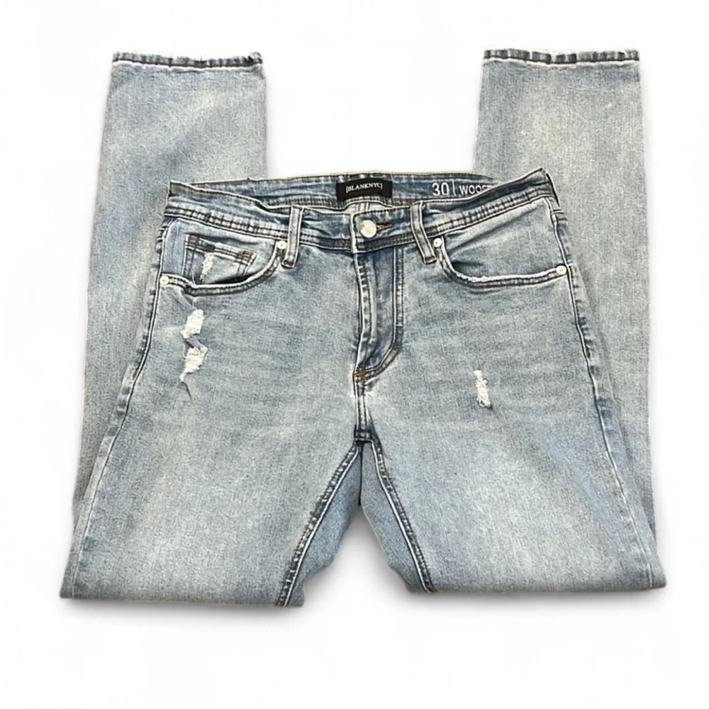BlankNYC Wooster Slim Straight Distressed Jeans 30
